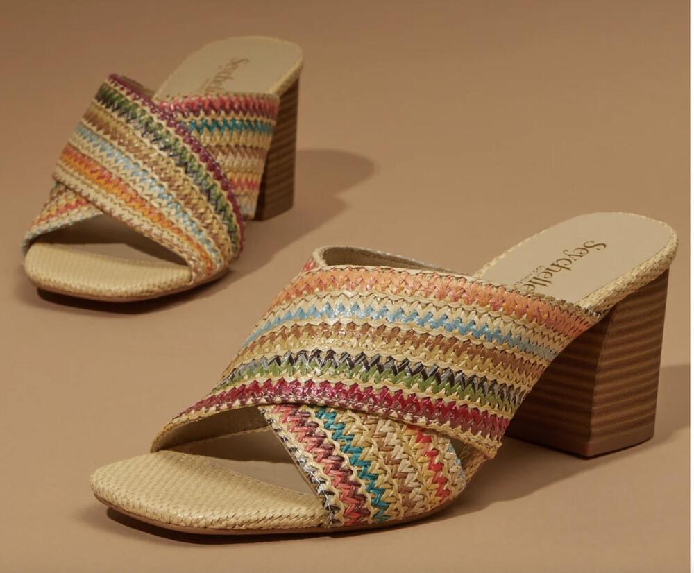 NEW SEYCHELLES women's papaya heels in multi